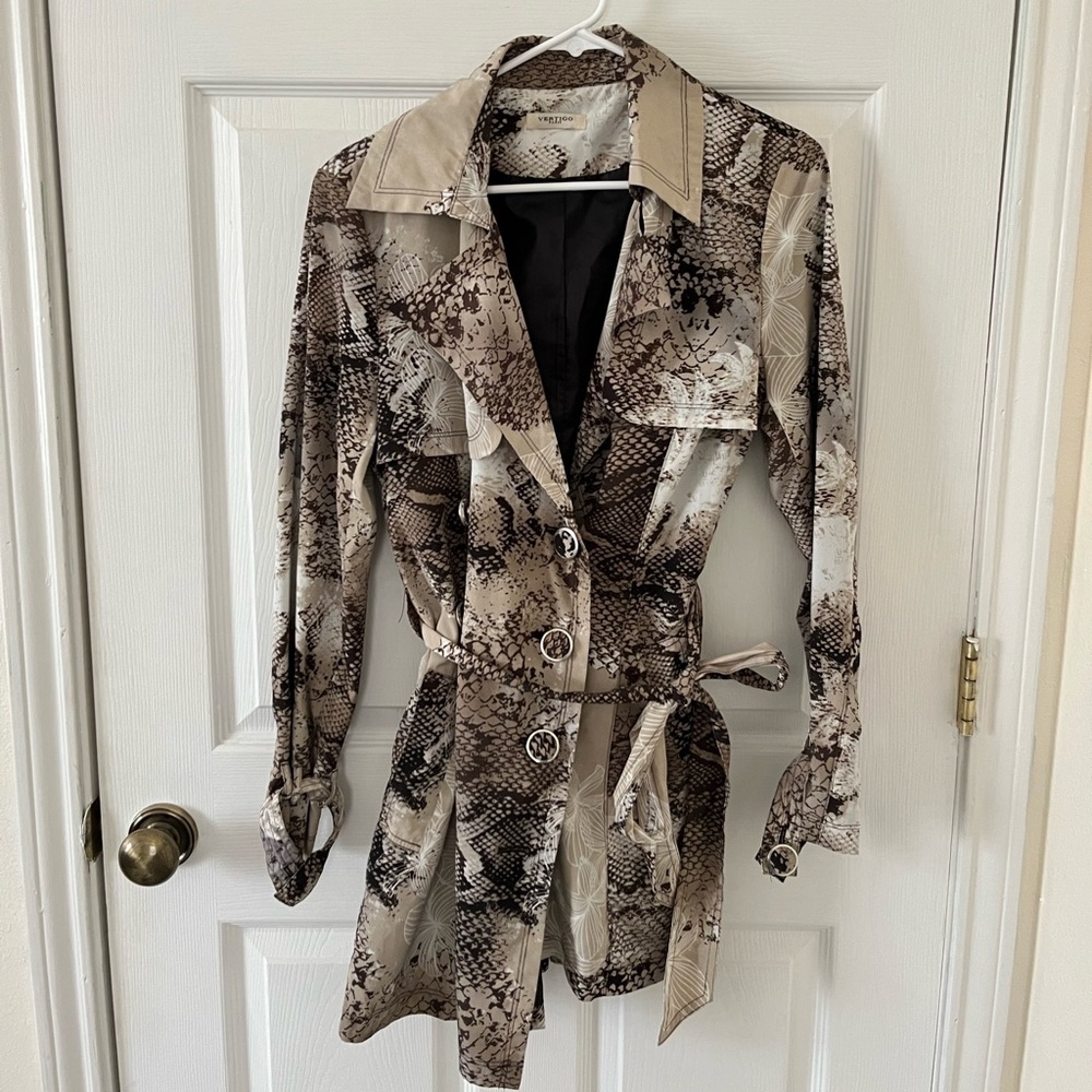 Vertigo Paris Double Breasted Snake Skin Trench Coat